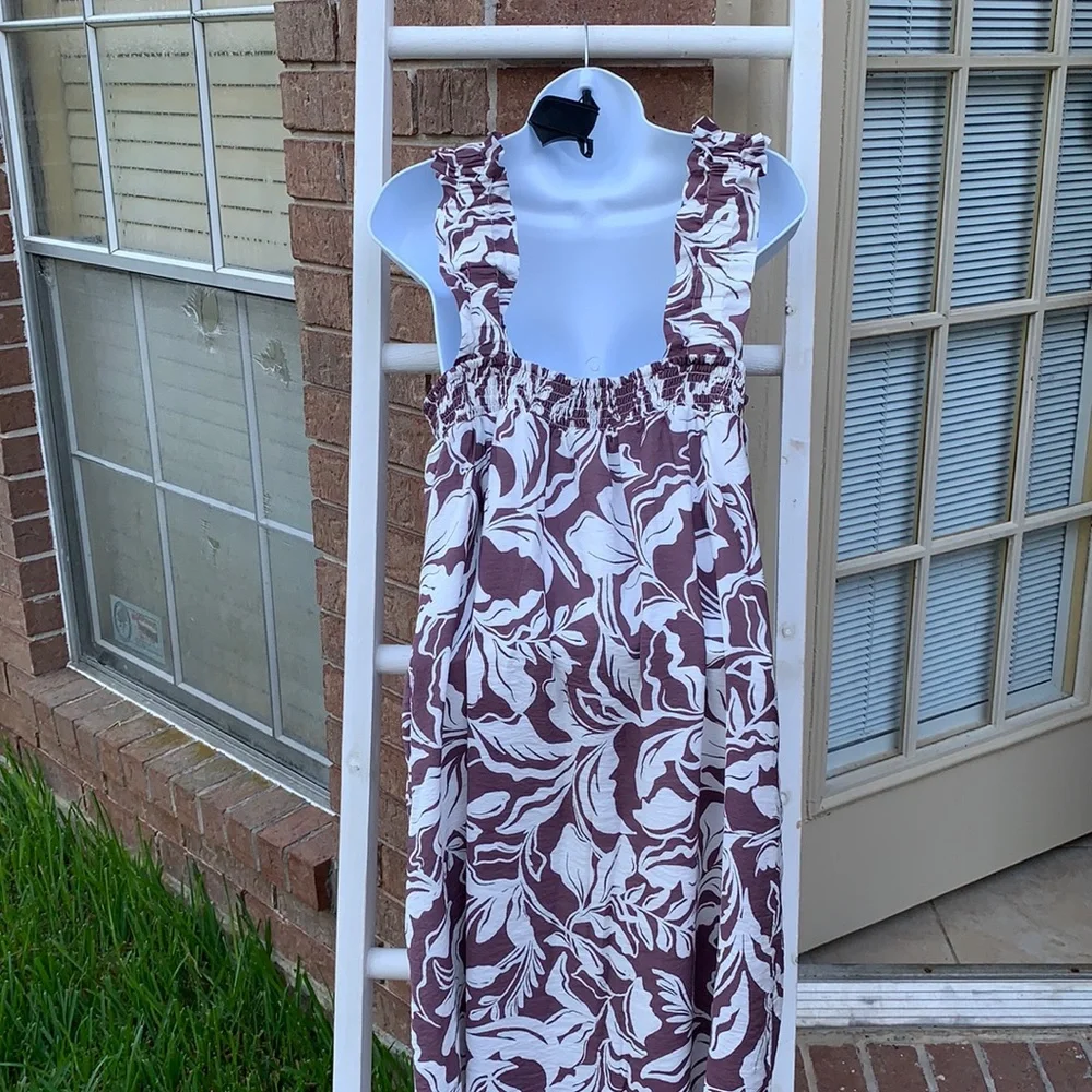 A new day A-line dress, white and mulberry Sleeveless, side pockets - Picture 4 of 9